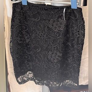 Jacob Black Floral Venetian Lace Pencil Skirt